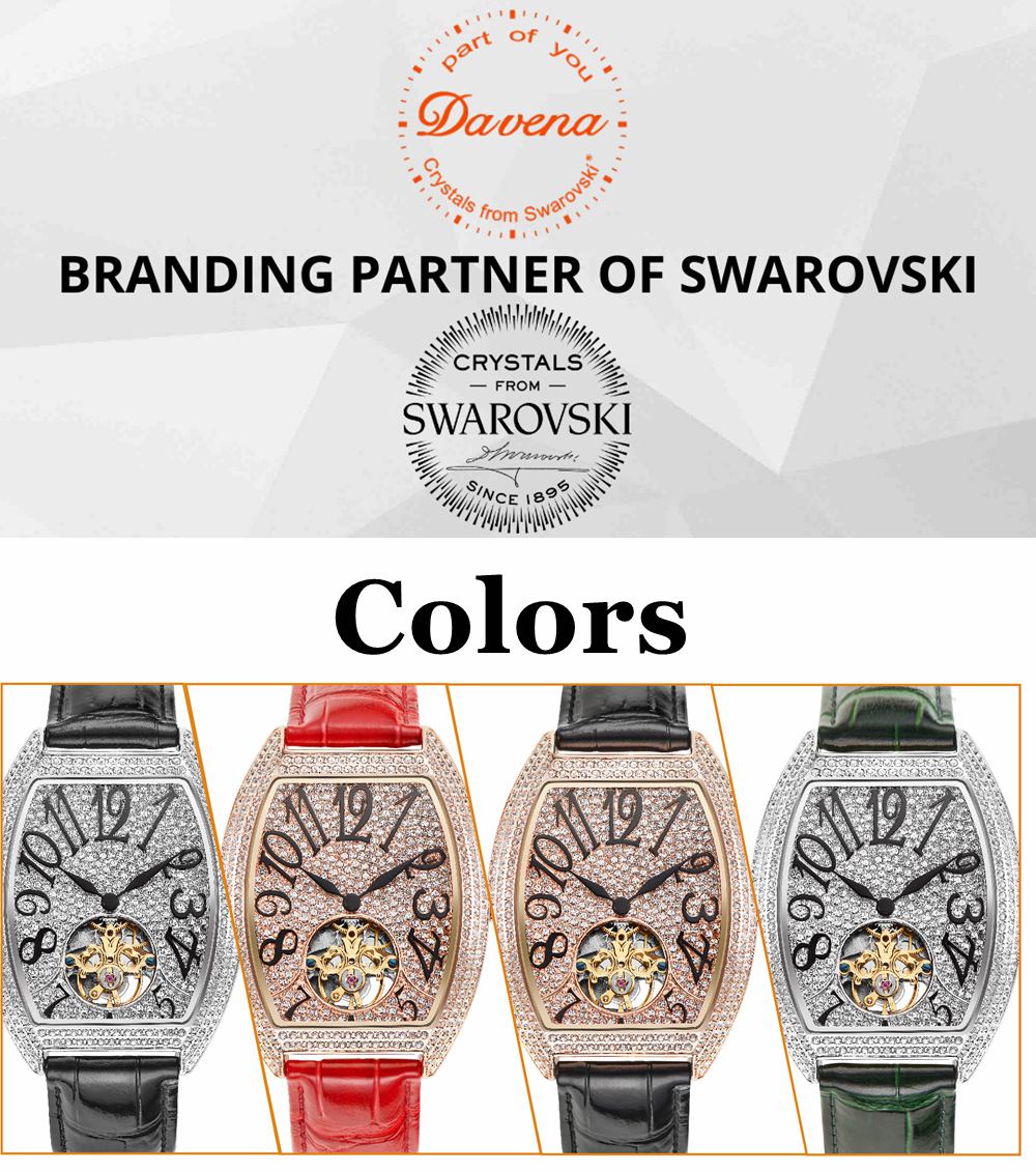 Women s automatic skeleton watch tonneau watch shape Davena watch Davena watches