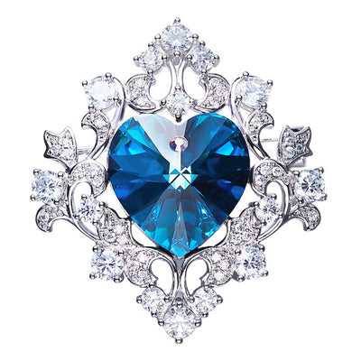 Luxury Blue Purple Heart Shaped Brooches - Davena watches