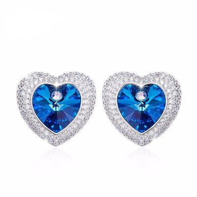 Davena Elegant Blue Rhinestone Stud Earrings - Davena watches