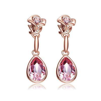 Davena Sexy Pink Rose Dangle Earrings - Davena watches