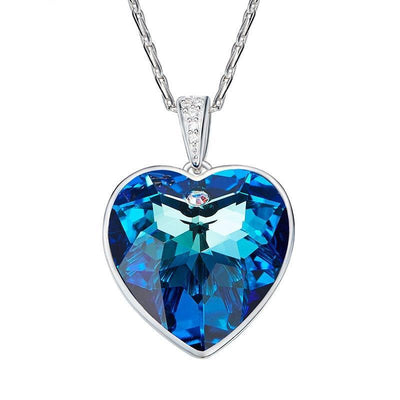 Davena Blue Heart Rhinestone Necklace - Davena watches