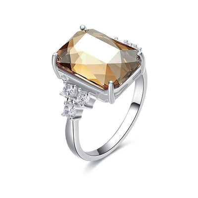 Square Crystals 925 Sterling Ring - Davena watches